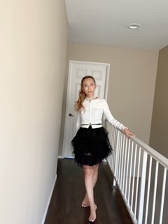 Tiered skirt with a sweater is another How To Dress For Thanksgiving Dinner Gathering example