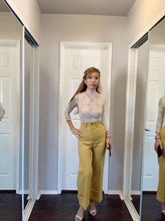 A lace top with high waist pants